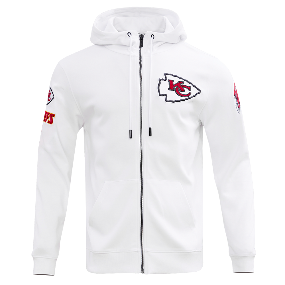 NFL KANSAS CITY CHIEFS CLASSIC CHENILLE MEN'S FZ HOODIE (WHITE)