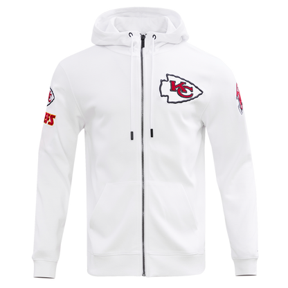 NFL KANSAS CITY CHIEFS CLASSIC CHENILLE MEN'S FZ HOODIE (WHITE)