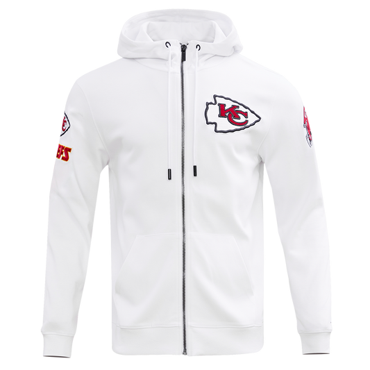 NFL KANSAS CITY CHIEFS CLASSIC CHENILLE MEN'S FZ HOODIE (WHITE)