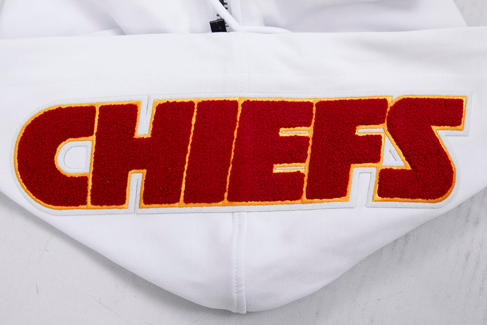 NFL KANSAS CITY CHIEFS CLASSIC CHENILLE MEN'S FZ HOODIE (WHITE)