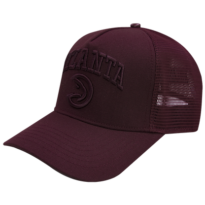 NBA ATLANTA HAWKS NEUTRAL UNISEX PINCH FRONT TRUCKER HAT (WINE)