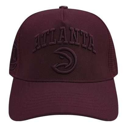 NBA ATLANTA HAWKS NEUTRAL UNISEX PINCH FRONT TRUCKER HAT (WINE)