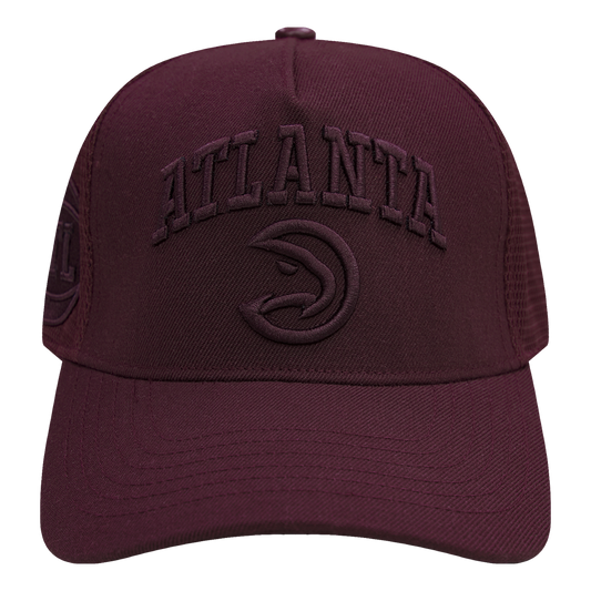 NBA ATLANTA HAWKS NEUTRAL UNISEX PINCH FRONT TRUCKER HAT (WINE)