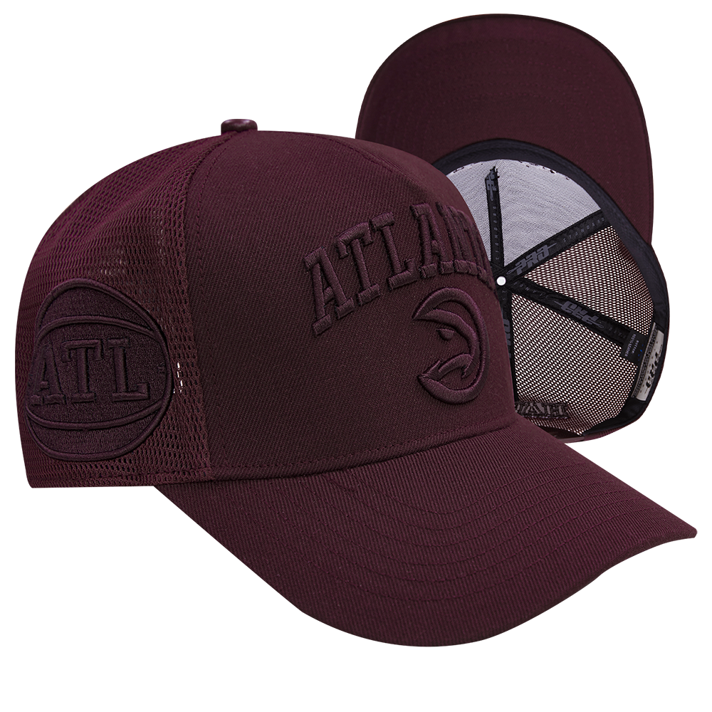 NBA ATLANTA HAWKS NEUTRAL UNISEX PINCH FRONT TRUCKER HAT (WINE)