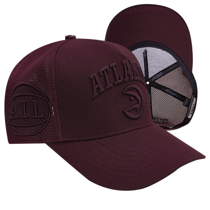 NBA ATLANTA HAWKS NEUTRAL UNISEX PINCH FRONT TRUCKER HAT (WINE)