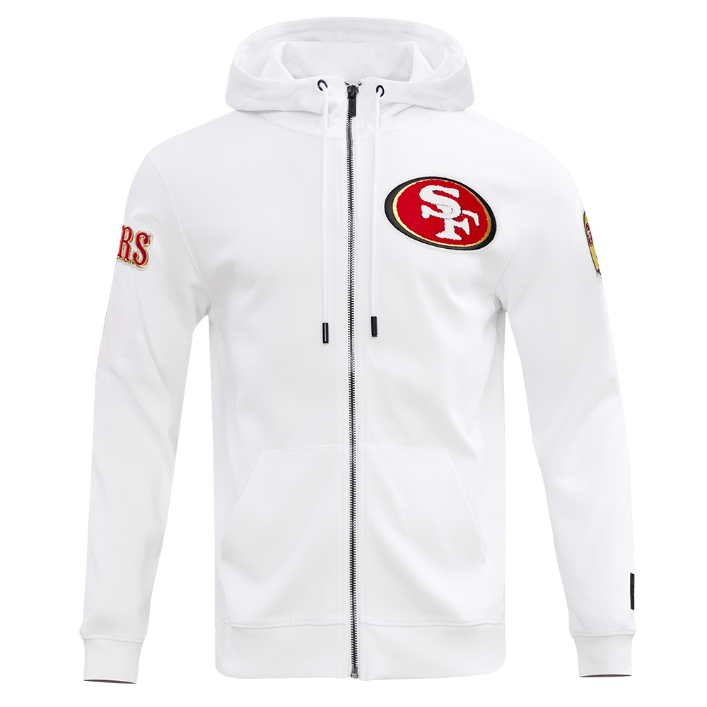 NFL SAN FRANCISCO 49ERS CLASSIC CHENILLE MEN'S FZ PO HOODIE (WHITE)