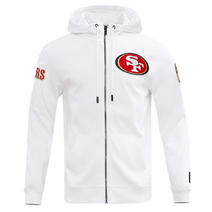 NFL SAN FRANCISCO 49ERS CLASSIC CHENILLE MEN'S FZ PO HOODIE (WHITE)