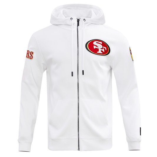 NFL SAN FRANCISCO 49ERS CLASSIC CHENILLE MEN'S FZ PO HOODIE (WHITE)