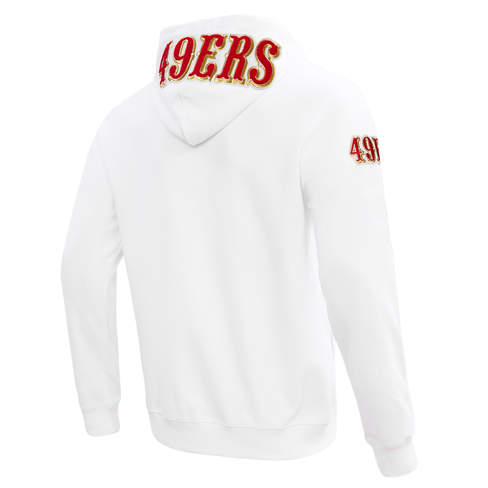 NFL SAN FRANCISCO 49ERS CLASSIC CHENILLE MEN'S FZ PO HOODIE (WHITE)