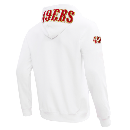 NFL SAN FRANCISCO 49ERS CLASSIC CHENILLE MEN'S FZ PO HOODIE (WHITE)