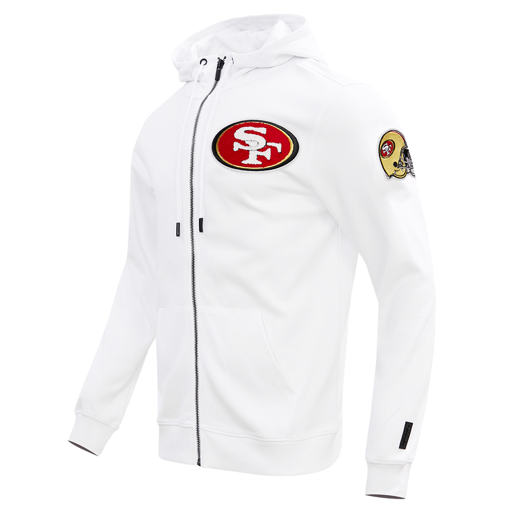 NFL SAN FRANCISCO 49ERS CLASSIC CHENILLE MEN'S FZ PO HOODIE (WHITE)