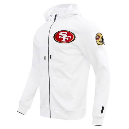 NFL SAN FRANCISCO 49ERS CLASSIC CHENILLE MEN'S FZ PO HOODIE (WHITE)