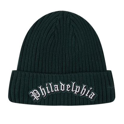 NFL PHILADELPHIA EAGLES OLD ENGLISH UNISEX BEANIE (FOREST GREEN)