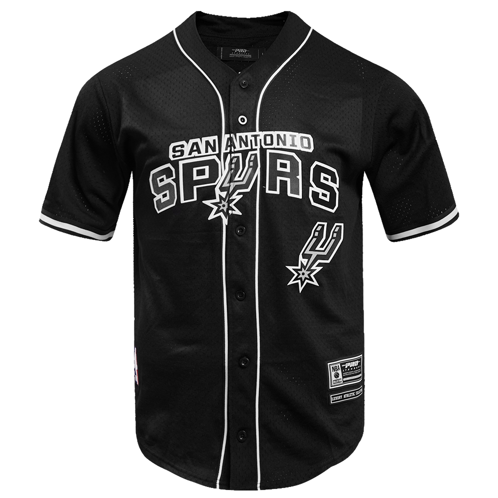 NBA SAN ANTONIO SPURS CLASSIC MEN'S MESH BUTTON DOWN JERSEY (BLACK)