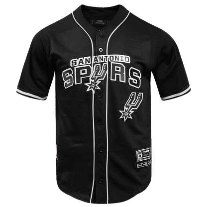 NBA SAN ANTONIO SPURS CLASSIC MEN'S MESH BUTTON DOWN JERSEY (BLACK)