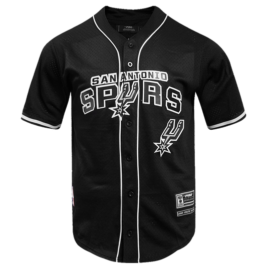 NBA SAN ANTONIO SPURS CLASSIC MEN'S MESH BUTTON DOWN JERSEY (BLACK)