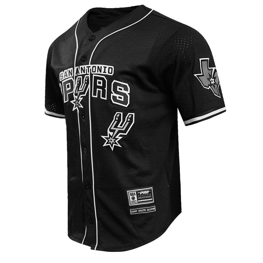 NBA SAN ANTONIO SPURS CLASSIC MEN'S MESH BUTTON DOWN JERSEY (BLACK)