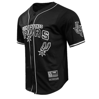 NBA SAN ANTONIO SPURS CLASSIC MEN'S MESH BUTTON DOWN JERSEY (BLACK)