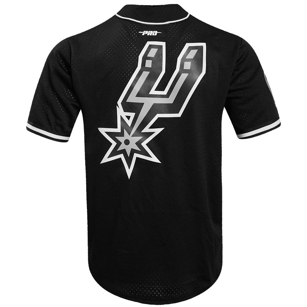 NBA SAN ANTONIO SPURS CLASSIC MEN'S MESH BUTTON DOWN JERSEY (BLACK)