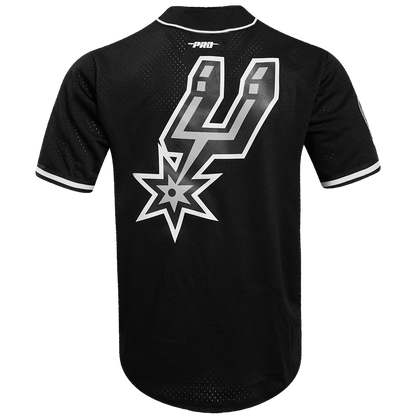 NBA SAN ANTONIO SPURS CLASSIC MEN'S MESH BUTTON DOWN JERSEY (BLACK)