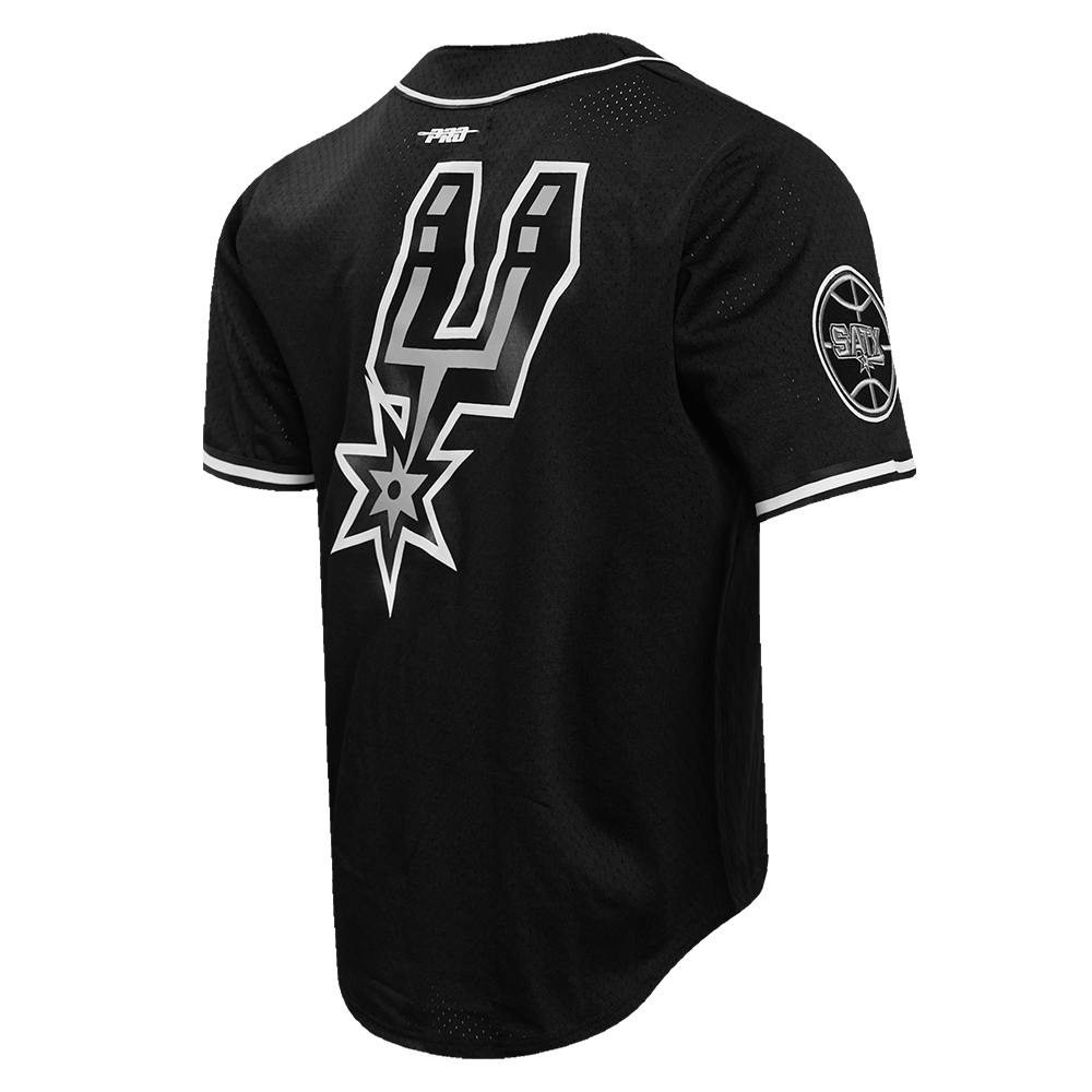 NBA SAN ANTONIO SPURS CLASSIC MEN'S MESH BUTTON DOWN JERSEY (BLACK)