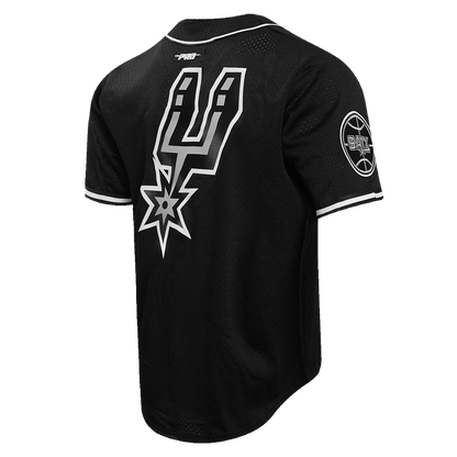 NBA SAN ANTONIO SPURS CLASSIC MEN'S MESH BUTTON DOWN JERSEY (BLACK)