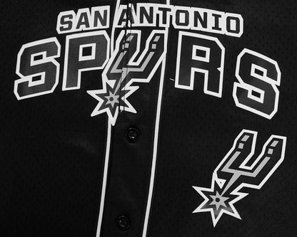 NBA SAN ANTONIO SPURS CLASSIC MEN'S MESH BUTTON DOWN JERSEY (BLACK)