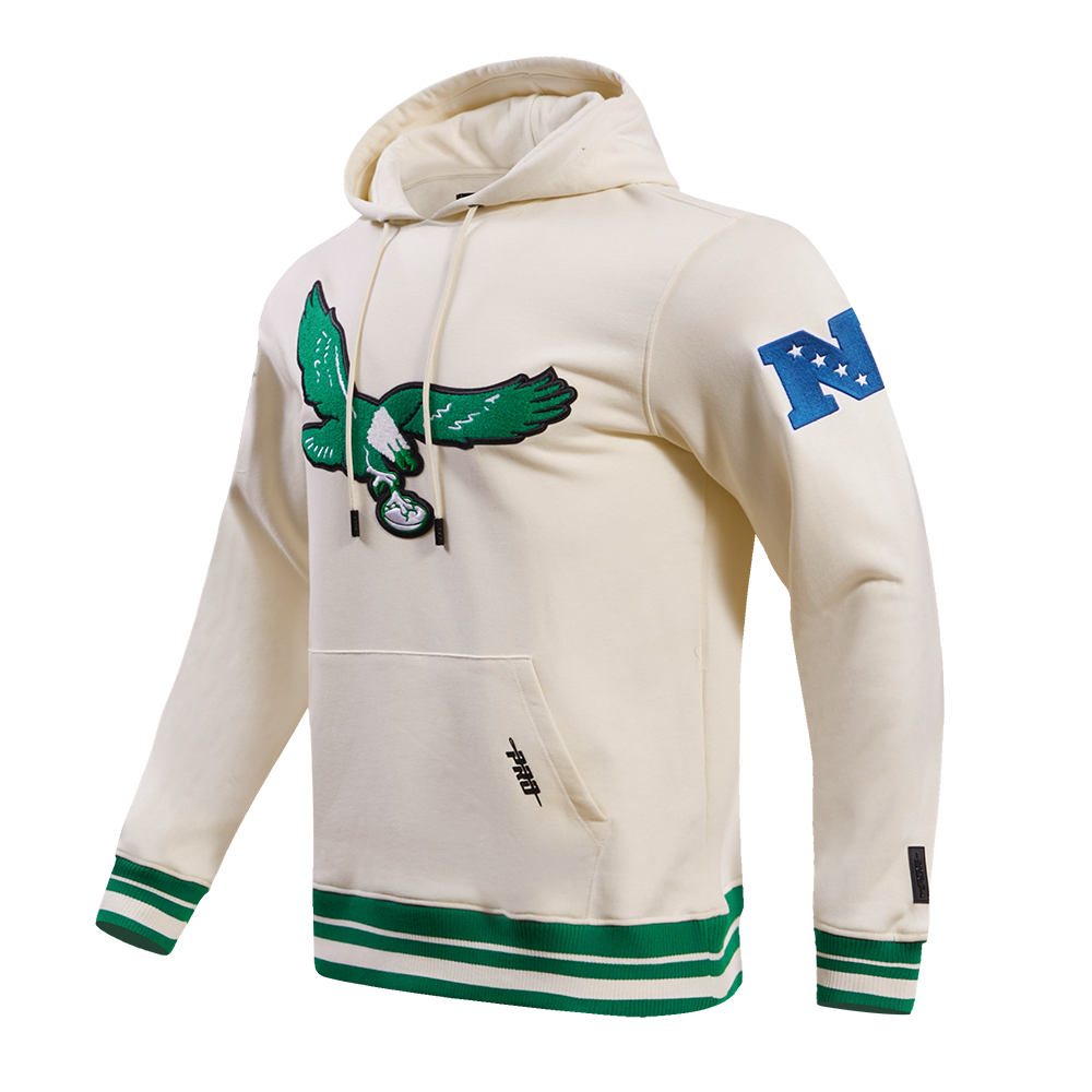 NFL PHILADELPHIA EAGLES RETRO CLASSIC MEN'S PO HOODIE (EGGSHELL/ KELLY GREEN)