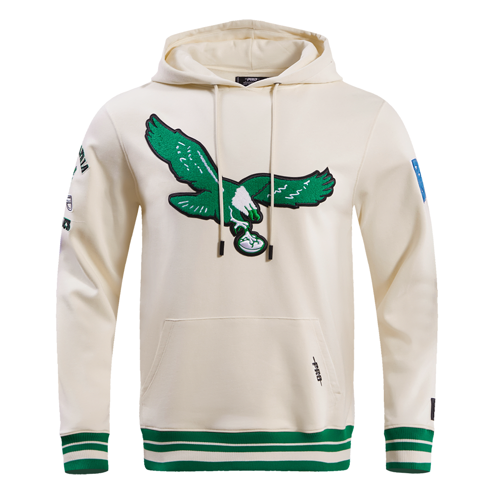 NFL PHILADELPHIA EAGLES RETRO CLASSIC MEN'S PO HOODIE (EGGSHELL/ KELLY GREEN)