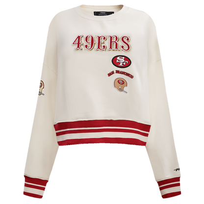 NFL SAN FRANCISCO 49ERS RETRO CLASSIC WOMEN'S CREWNECK (EGGSHELL/ RED)