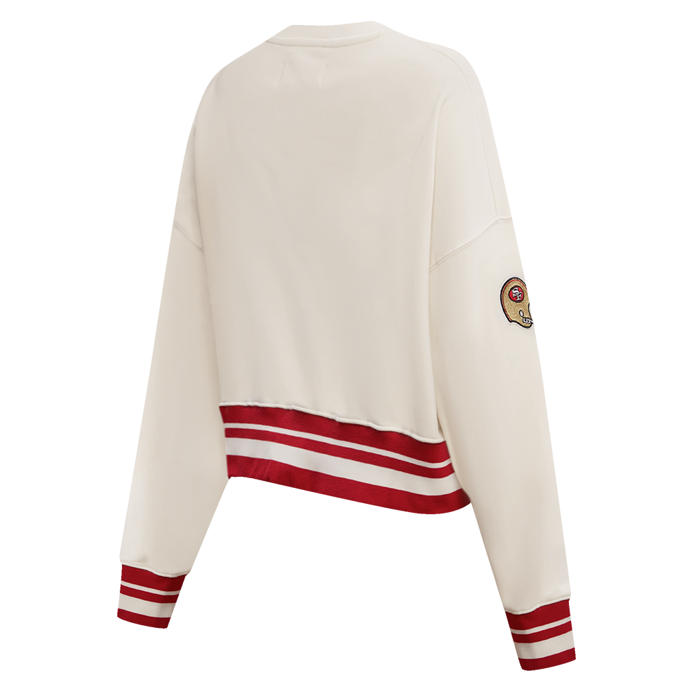 NFL SAN FRANCISCO 49ERS RETRO CLASSIC WOMEN'S CREWNECK (EGGSHELL/ RED)