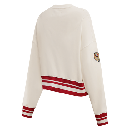 NFL SAN FRANCISCO 49ERS RETRO CLASSIC WOMEN'S CREWNECK (EGGSHELL/ RED)