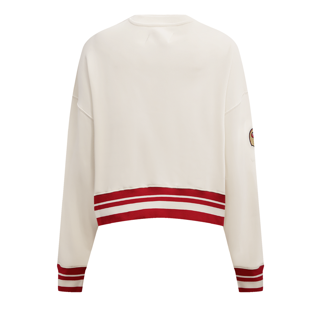 NFL SAN FRANCISCO 49ERS RETRO CLASSIC WOMEN'S CREWNECK (EGGSHELL/ RED)