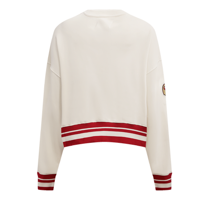 NFL SAN FRANCISCO 49ERS RETRO CLASSIC WOMEN'S CREWNECK (EGGSHELL/ RED)