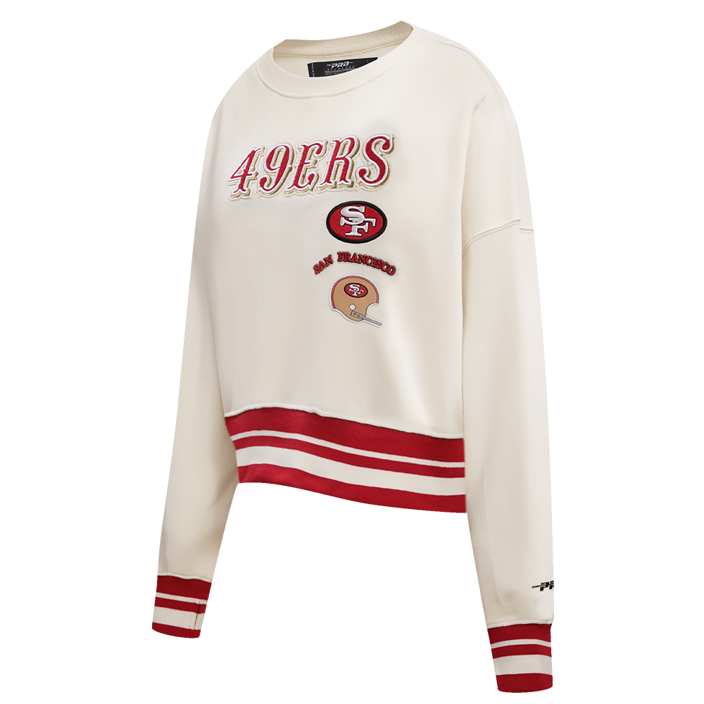 NFL SAN FRANCISCO 49ERS RETRO CLASSIC WOMEN'S CREWNECK (EGGSHELL/ RED)