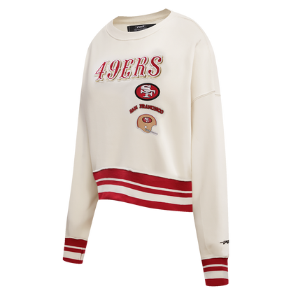 NFL SAN FRANCISCO 49ERS RETRO CLASSIC WOMEN'S CREWNECK (EGGSHELL/ RED)