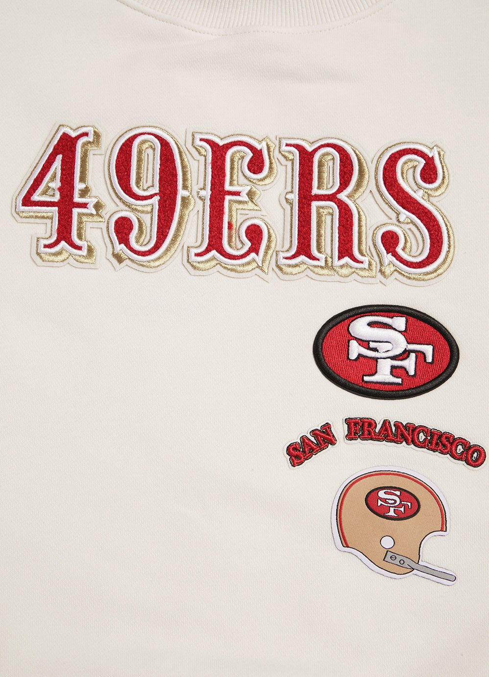 NFL SAN FRANCISCO 49ERS RETRO CLASSIC WOMEN'S CREWNECK (EGGSHELL/ RED)