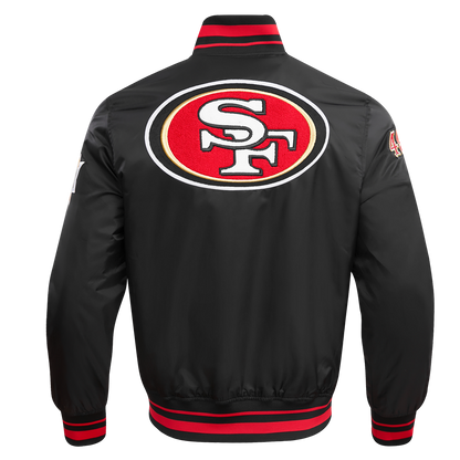 NFL SAN FRANCISCO 49ERS MASHUP MEN'S RIB SATIN JACKET (BLACK/RED/BLACK)