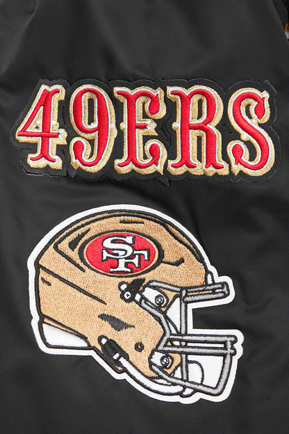 NFL SAN FRANCISCO 49ERS MASHUP MEN'S RIB SATIN JACKET (BLACK/RED/BLACK)