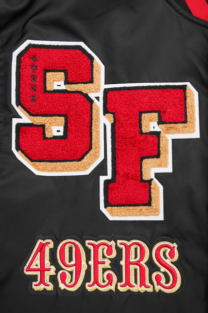 NFL SAN FRANCISCO 49ERS MASHUP MEN'S RIB SATIN JACKET (BLACK/RED/BLACK)