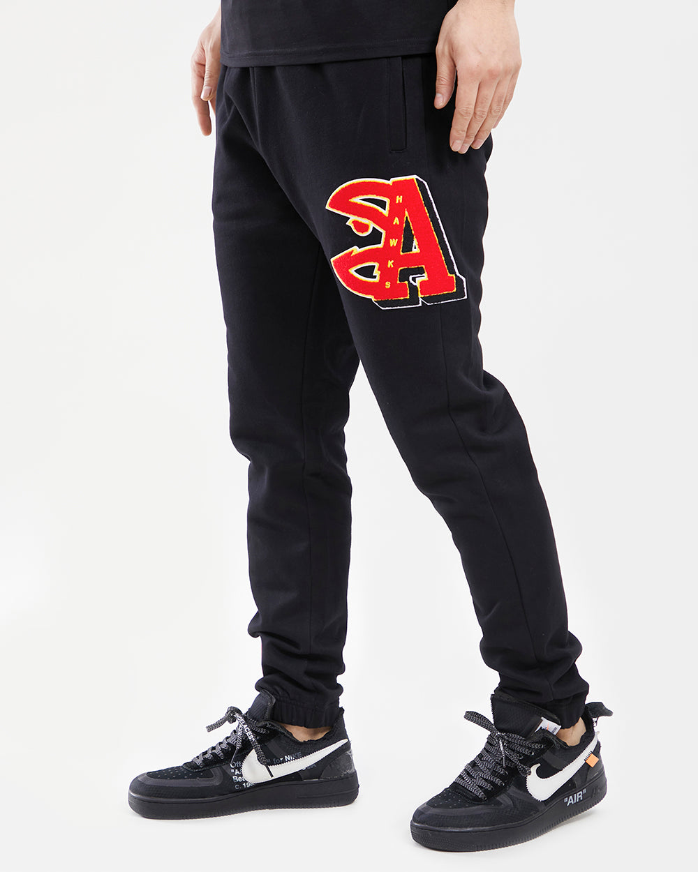 NBA ATLANTA HAWKS MASHUP MEN'S RIB SWEATPANT (BLACK/RED/BLACK)