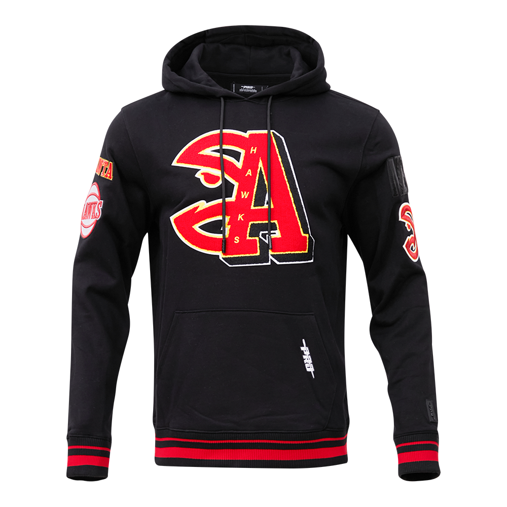 NBA ATLANTA HAWKS MASHUP MEN'S RIB PO HOODIE (BLACK/RED/BLACK)