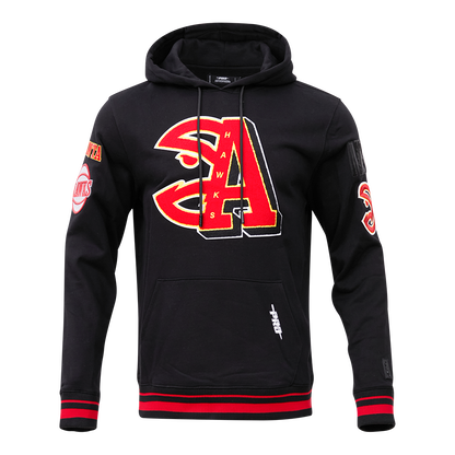 NBA ATLANTA HAWKS MASHUP MEN'S RIB PO HOODIE (BLACK/RED/BLACK)