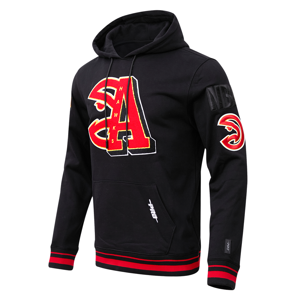 NBA ATLANTA HAWKS MASHUP MEN'S RIB PO HOODIE (BLACK/RED/BLACK)