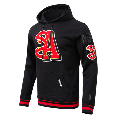 NBA ATLANTA HAWKS MASHUP MEN'S RIB PO HOODIE (BLACK/RED/BLACK)