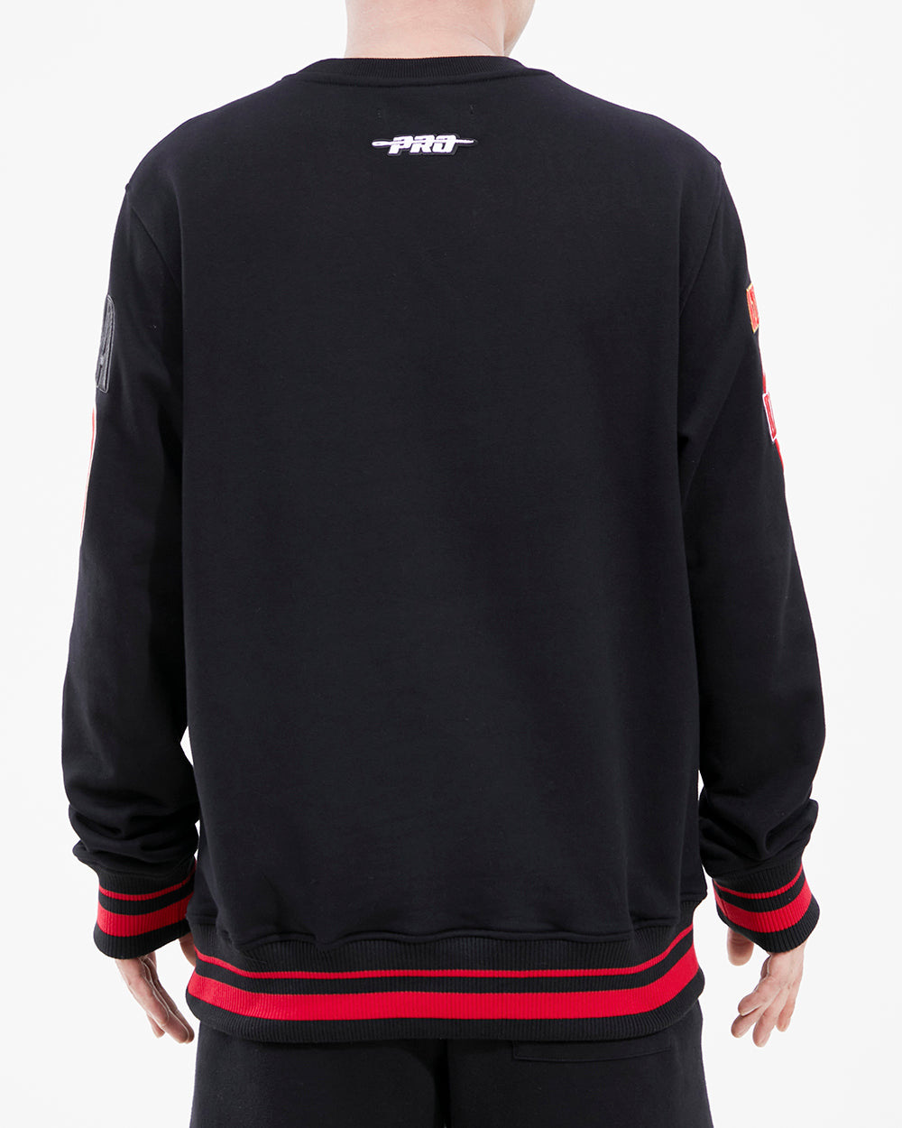 NBA ATLANTA HAWKS MASHUP MEN'S RIB CREWNECK (BLACK/RED/BLACK)