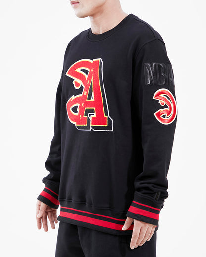 NBA ATLANTA HAWKS MASHUP MEN'S RIB CREWNECK (BLACK/RED/BLACK)