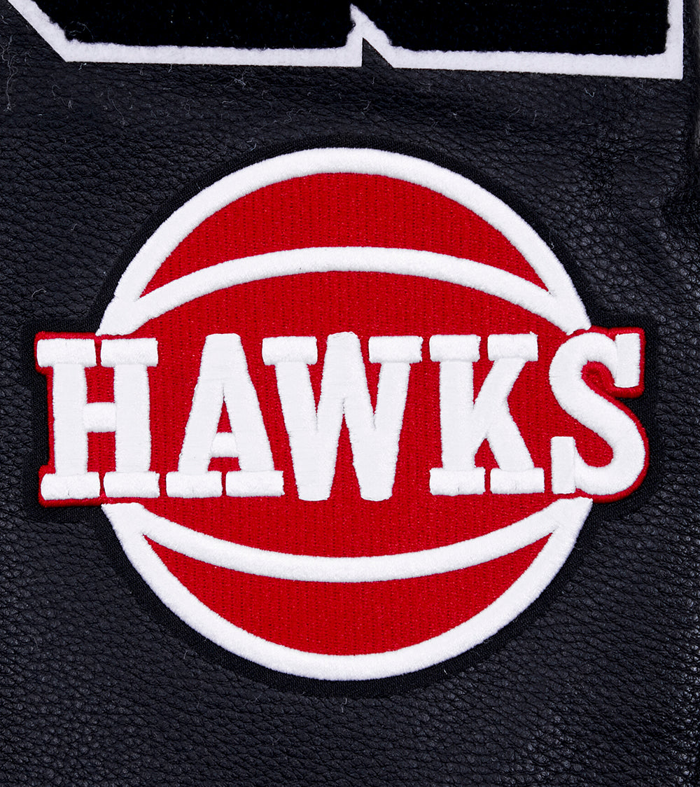 NBA ATLANTA HAWKS MASHUP MEN'S RIB WOOL VARSITY JACKET (BLACK/RED/BLACK)