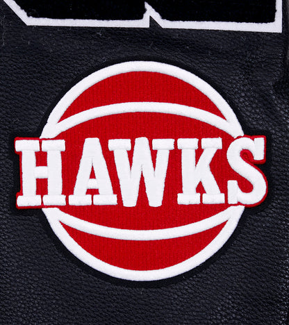 NBA ATLANTA HAWKS MASHUP MEN'S RIB WOOL VARSITY JACKET (BLACK/RED/BLACK)