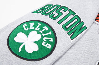 NBA BOSTON CELTICS MASHUP MEN'S RIB PO HOODIE (HEATHER GREY/GREEN)